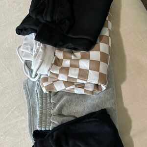 Women's Black, Gray, and Checkered Joggers Set